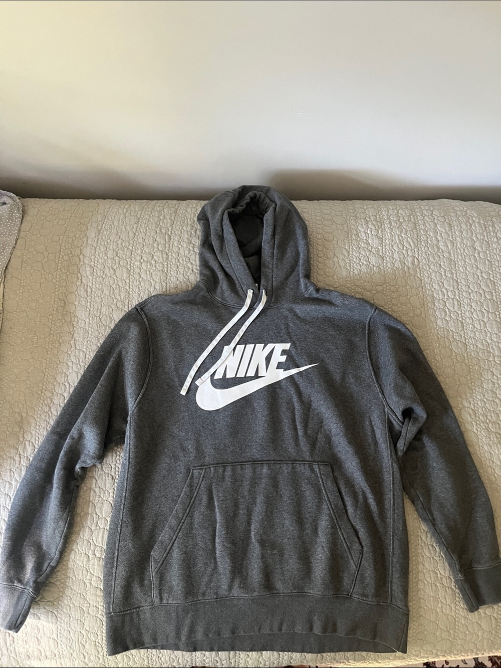 Brand new Nike Men’s Dark Gray Logo Pullover Hoodie, size L